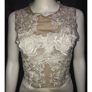 Caribbean Queen Elegant Mini Dress Ivory Lace/Nude